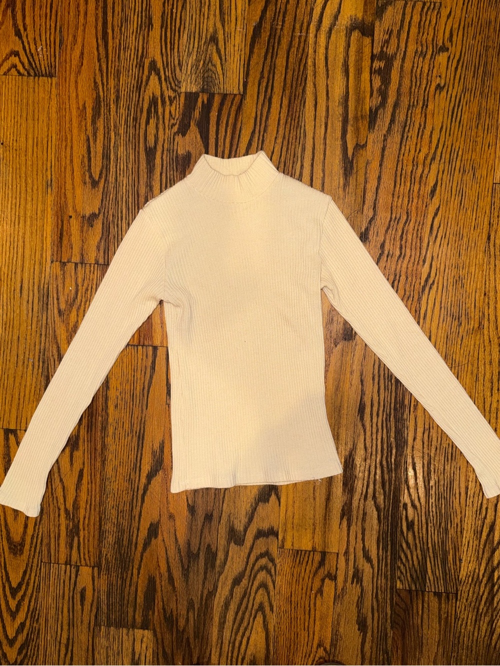 Brandy Melville Cream Ribbed Turtleneck Long Sleeve Top